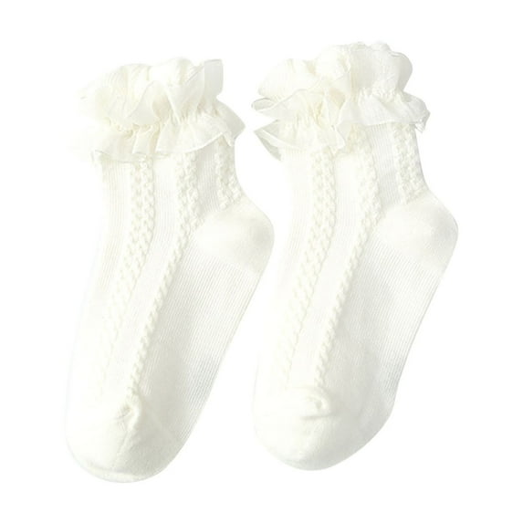 Odeerbi Ruffle Socks for Baby Infant Boys Girls Non-Slip Cotton Socks Solid Color Lace Socks