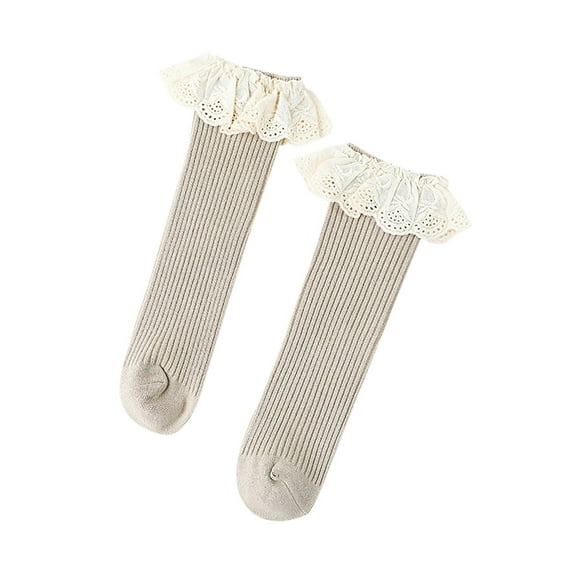 Odeerbi Ruffle Socks for Toddler Boys Girls Cotton Crew Socks Children's Solid Color Socks Baby Lace Middle Tube Socks