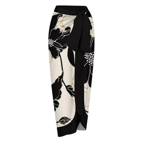 Odeerbi Sarongs Coverups for Women Bikini Wraps Vintage Printed Conservative Swimwear Beach Skirt Set White