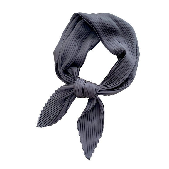 Odeerbi Satin Square Neckerchief for Women Solid Color Soft Neck Scarf Pleated Small Scarf All Seasons Lightweight Silk Scarf Decorative Scarf Neck Dark Gray