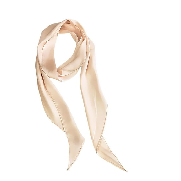 Odeerbi Satin Square Neckerchief for Women Solid Color Soft Neck Scarf Small Silk Scarf Fashion Versatile Ribbon Wristband Fluttering Hair Band Khaki