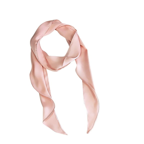 Odeerbi Satin Square Neckerchief for Women Solid Color Soft Neck Scarf Small Silk Scarf Fashion Versatile Ribbon Wristband Fluttering Hair Band Pink