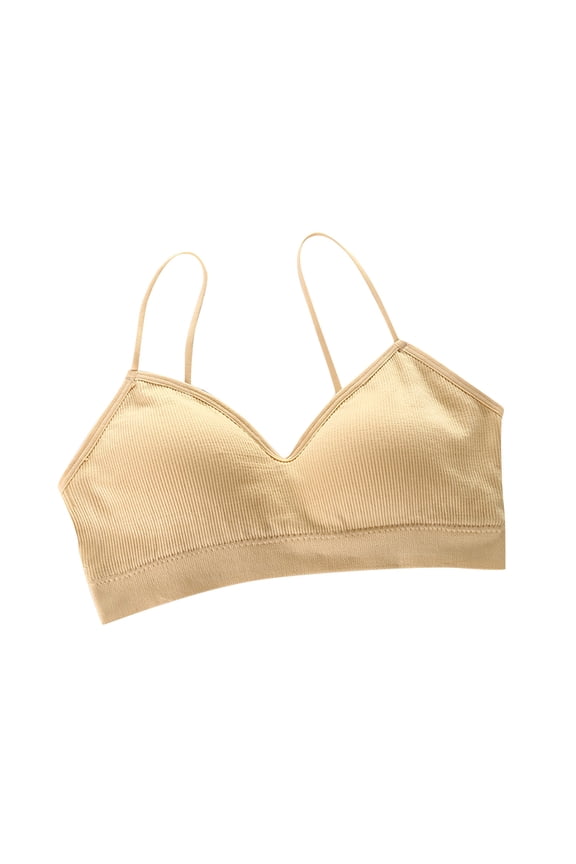 Seamless Bras for Women No Underwire One Piece Everyday Underwear Wrap Chest Bras Beige
