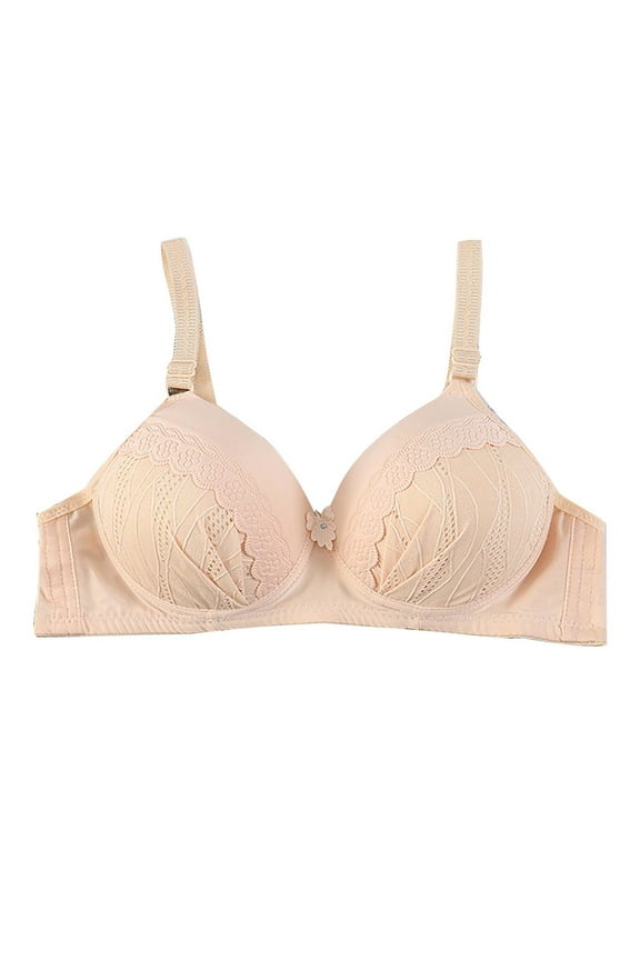 Seamless Bras for Women 2025 No Underwire Solid Color Comfortable Hollow Out Perspective Underwear No Rims Beige