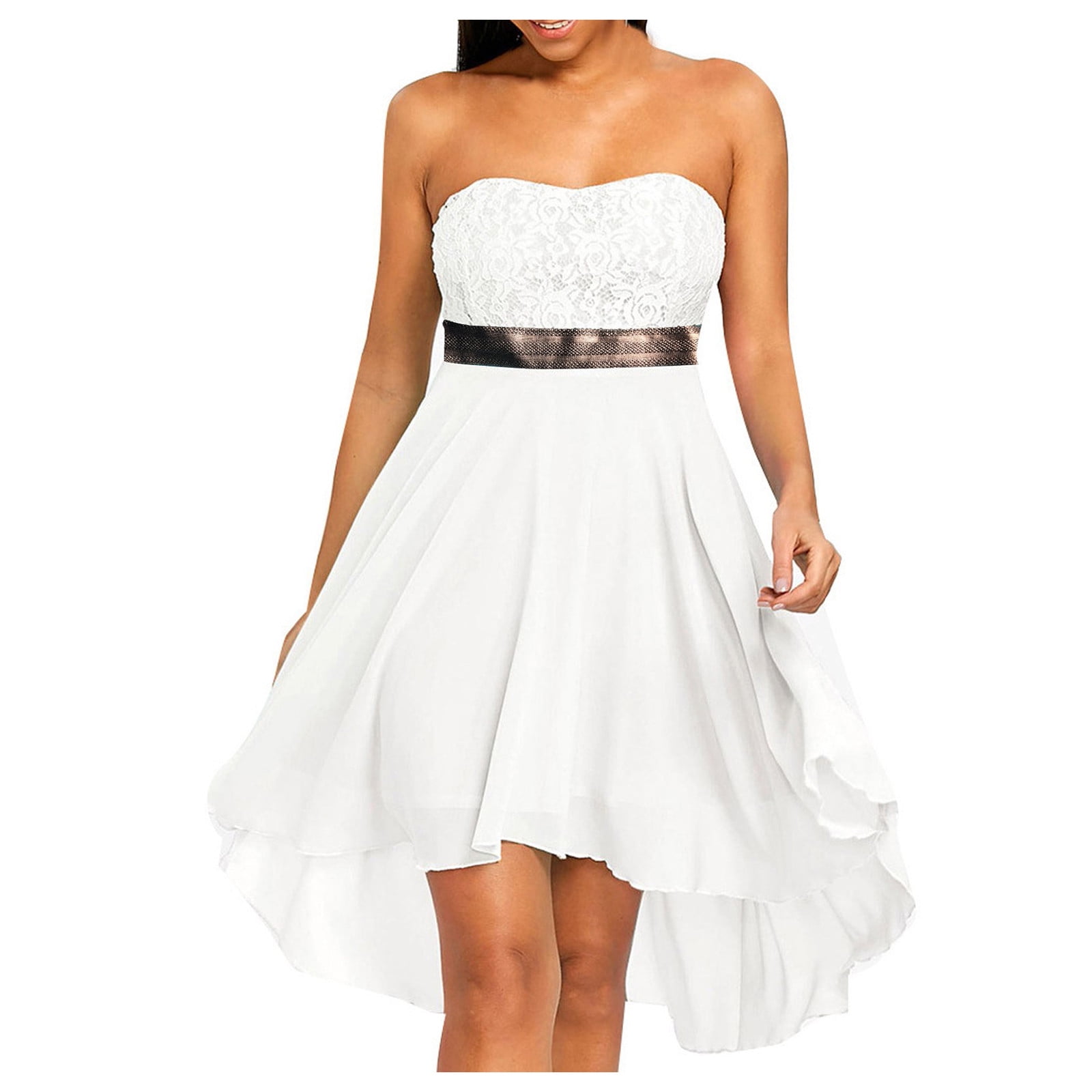 white chiffon bandeau dress Soleil