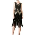 thumbnail image 1 of Odeerbi Sequin Prom Dress for Women Evening Party Cocktail Dresses Fashion Suspender Crewneck Feather Sleeveless Solid Mini Dress Burgundy, 1 of 6