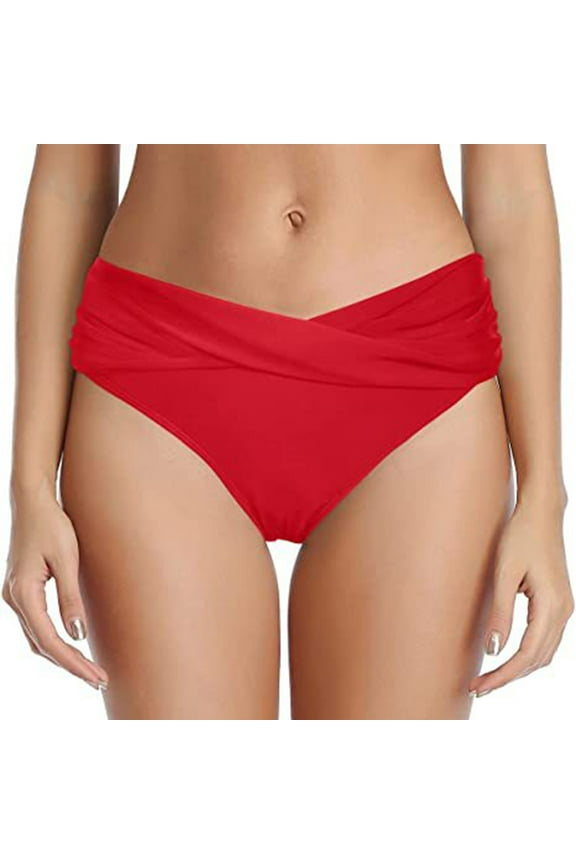 Sexy Criss Cross Bikini Bottom for Women High Cut Briefs Swim Pants Shorts Bottom Swimsuit Swimwear Red