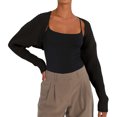 thumbnail image 1 of Odeerbi Sexy Cropped Cardigan Sweaters For Women Winter Solid Color Shrug Sweater Super Soft 2024 Long Sleeve Short Sweater Jacket Black, 1 of 9