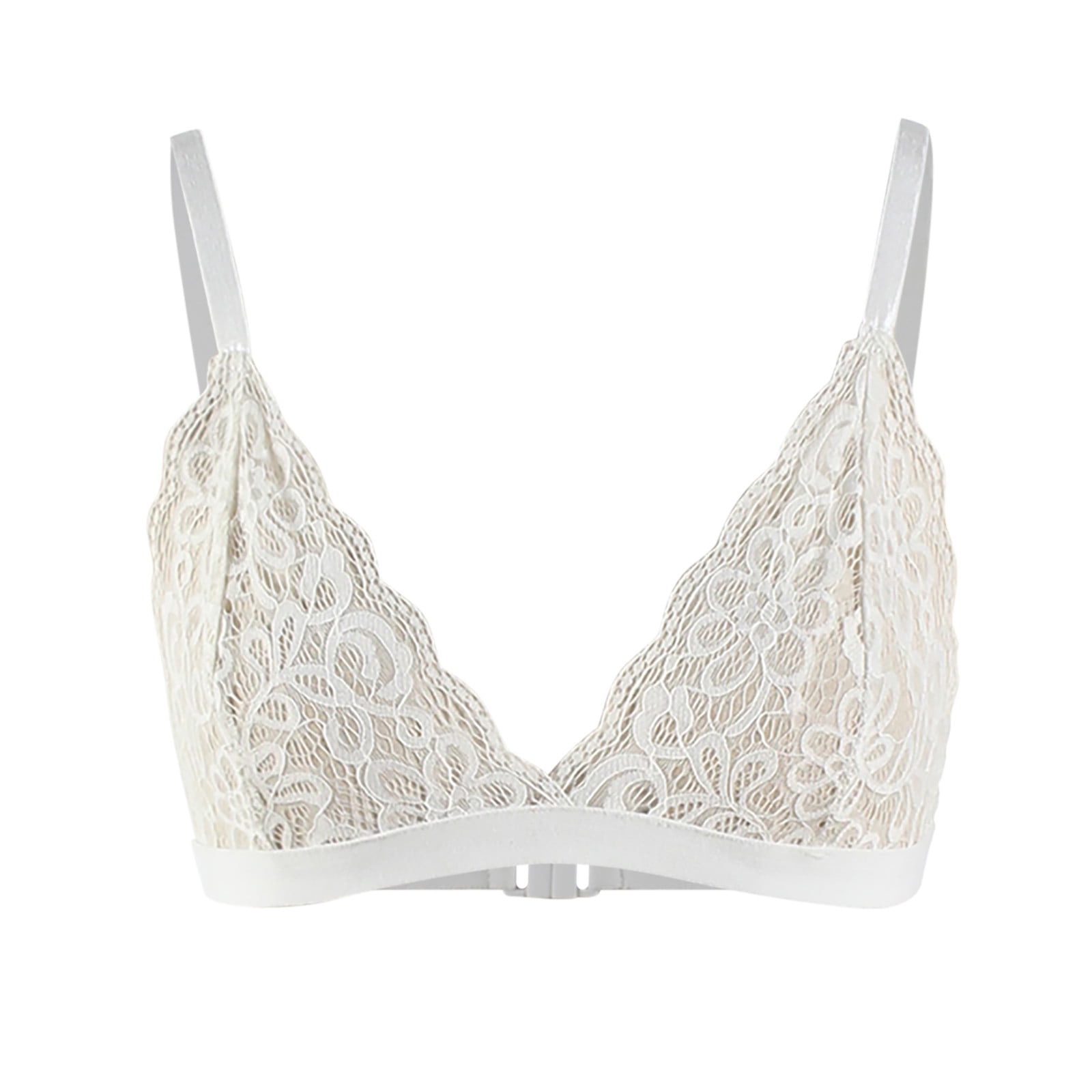 Fusion Style Studded White Lace Halter Bra at