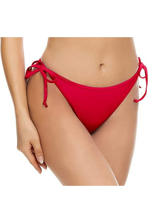 Sexy String Bikini Bottom for Women Single Tie Side Triangle Swimsuit High Cut Briefs Swim Shorts Swimwear Bottom Bathing Solid Side Tie Adjustable Swim Bottom Red