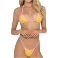 thumbnail image 1 of Odeerbi Sexy Two Piece G-Strings Bikini Set for Women High Cut Swimsuit Halter Triangle Beachwear Bathing Suit Fashion Casual High Waist Slim Soft Binding Swimwear Sets Pink, 1 of 7