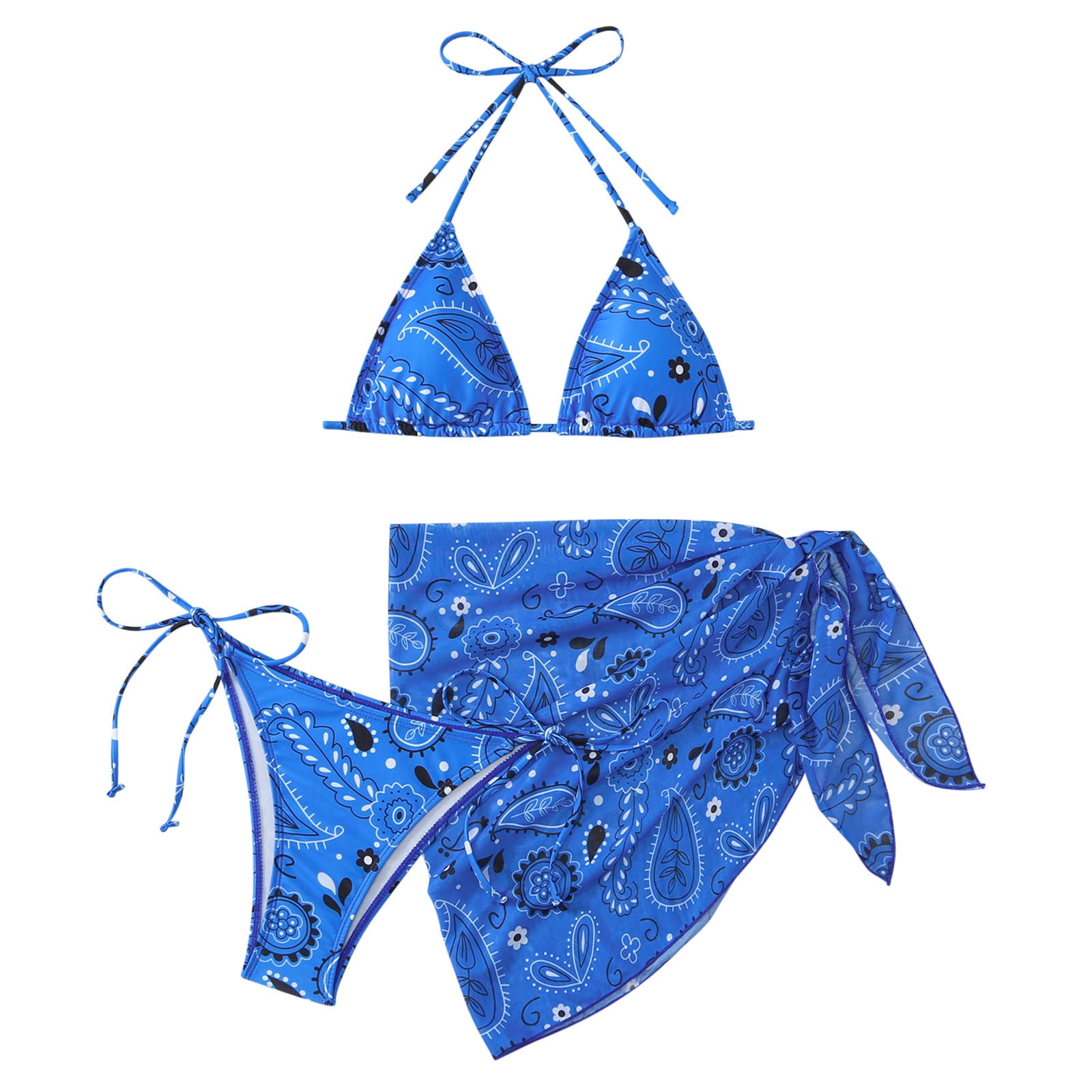 Odeerbi Sexy Two Piece String Bikini Set for Women Tie Side Triangle Swimsuit with Sarong