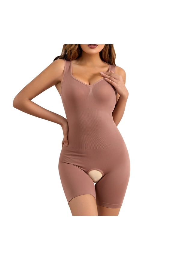 Shapewear for Women 2025 Tummy Control Bodysuit Seamless One-Piece Open Crotch Body Shaper Lifter Hip Shaper Underwear Stretch Slimming Body Corset Black