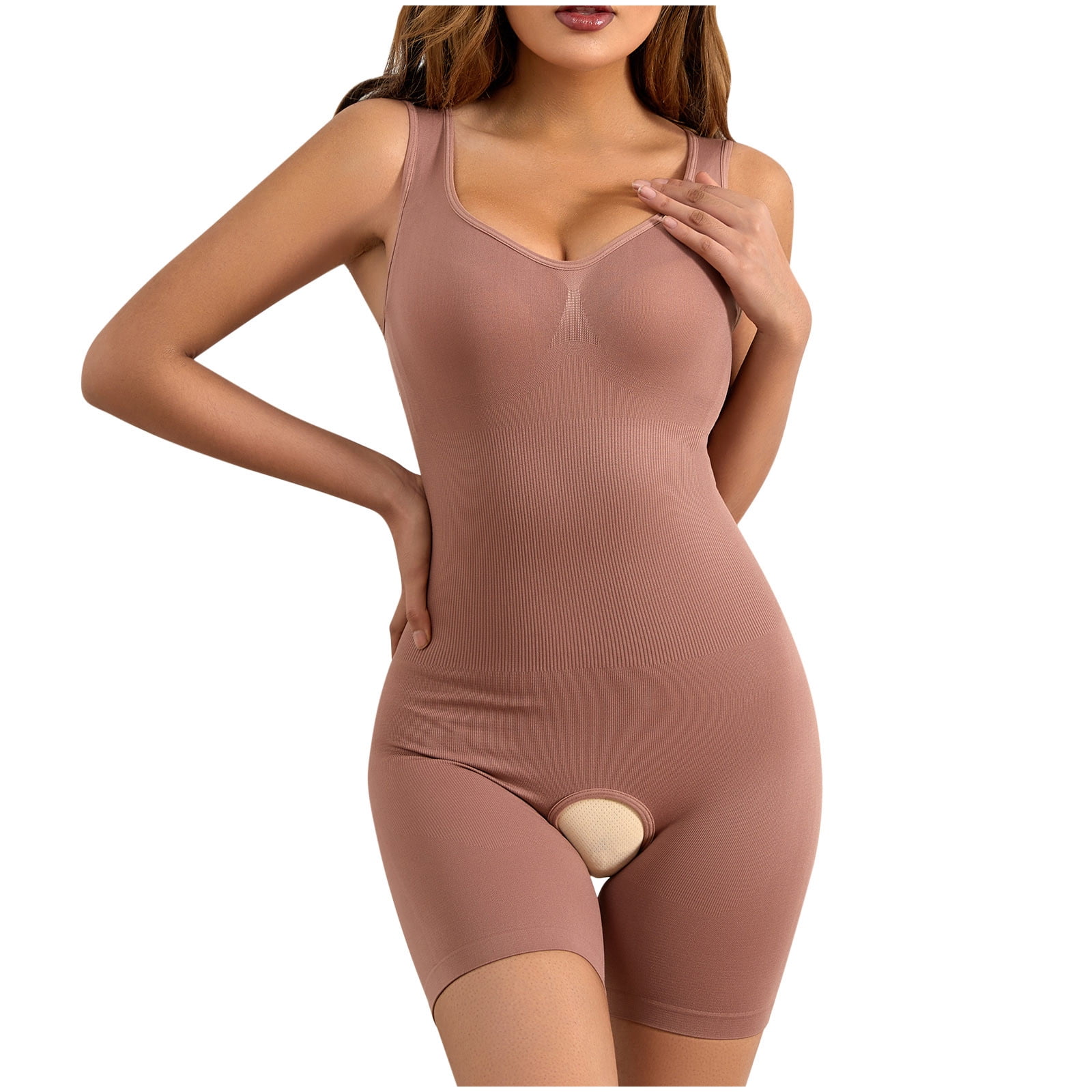 Odeerbi Shapewear for Women 2024 Tummy Control Bodysuit Seamless One-Piece  Open Crotch Body Shaper Lifter Hip Shaper Underwear Stretch Slimming Body