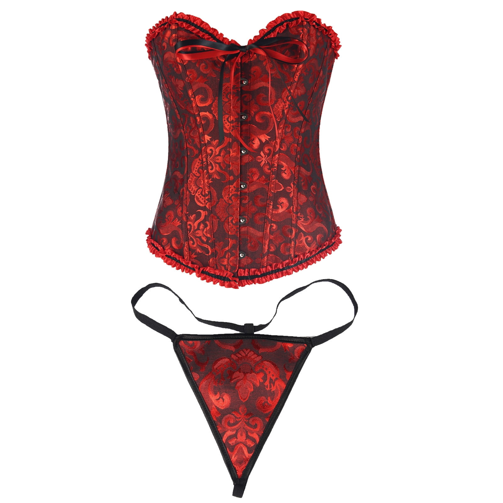 Odeerbi Shapewear for Women Tummy Control Waist Trainer Bodysuit Erogenous Vintage Gothic Party Floral Lace Up Slim Corset Bustier Tube Top Blue