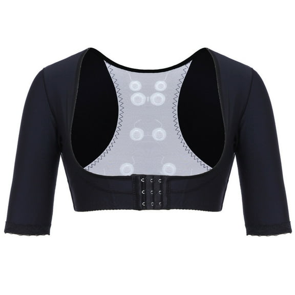 Odeerbi Shapewear for Women 2025 Tummy Control Waist Trainer Bodysuit Upper Arm Shaper Short Sleeve Slimmer Top Compression black