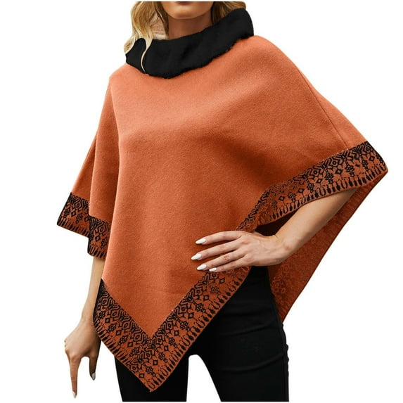 Odeerbi Shawl Wraps For Women Fall Winter Poncho Open Front Cape Cardigan Trendy High Collar Knitted 2025 Casual Pullover Sweater Coat Khaki