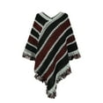 thumbnail image 1 of Odeerbi Shawl Wraps for Women 2025 Fall Winter Poncho Open Front Cape Cardigan Trendy Contrasting Stripe Tassel Cloak Tops Blue, 1 of 5