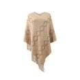 thumbnail image 1 of Odeerbi Shawl Wraps for Women 2024 Fall Winter Poncho Open Front Cape Cardigan Trendy Hollow Out Stripe Tassel Cloak Tops Khaki, 1 of 4