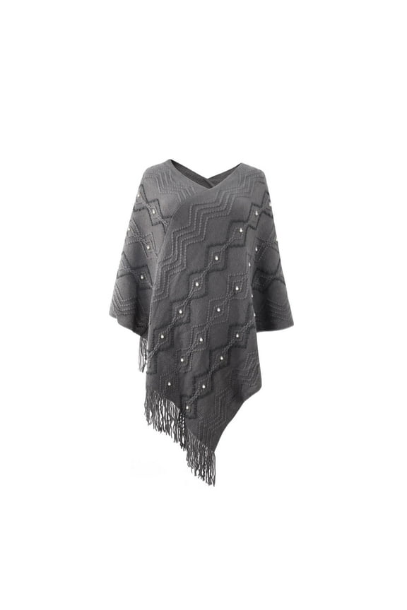 Shawl Wraps for Women 2025 Fall Winter Poncho Open Front Cape Cardigan Trendy Hollow Out Stripe Tassel Cloak Tops Khaki