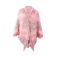 thumbnail image 1 of Odeerbi Shawl Wraps for Women 2025 Fall Winter Poncho Open Front Cape Cardigan Trendy Hollow Out Stripe Tassel Cloak Tops Pink, 1 of 4