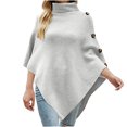 thumbnail image 1 of Odeerbi Shawl Wraps for Women 2025 Fall Winter Poncho Open Front Cape Cardigan Trendy Solid Button Cloak Lapel-Neck Knitting Coat Tops Khaki, 1 of 6