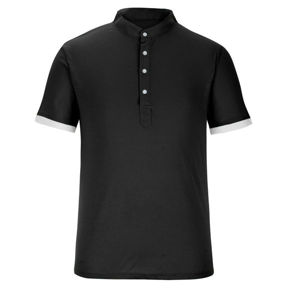 Odeerbi Shirts for Men Oversized T Shirts Solid Color Short Sleeve Button-Up Shirts Black
