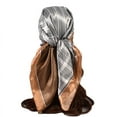 thumbnail image 1 of Odeerbi Silk Head Scarf for Women 35In Imitation Big Square Scarf Big Flower Turban Shawl Khaki, 1 of 2