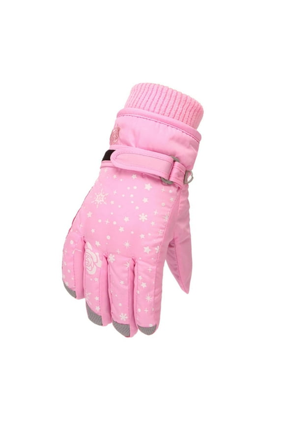 Ski Gloves For Boys Girls Winter Gloves Toddler Snow Kids Rose Embroidery Windproof Children Warm