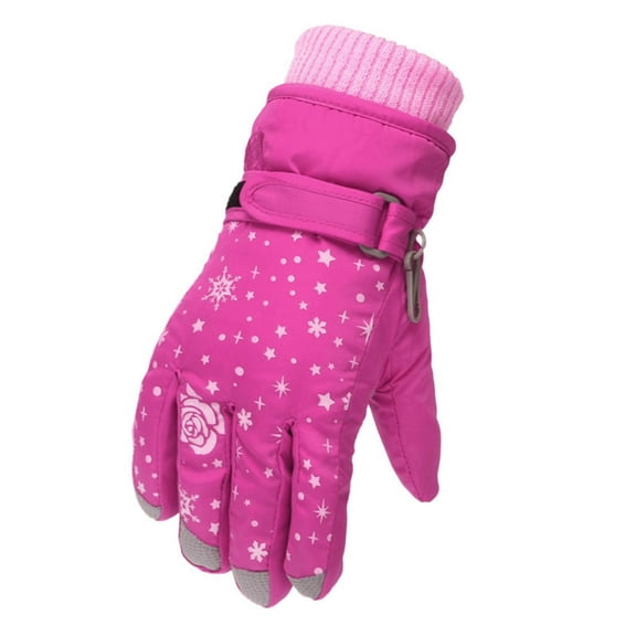 Odeerbi Ski Gloves For Boys Girls Winter Gloves Toddler Snow Kids Rose Embroidery Windproof Children Warm