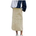 thumbnail image 1 of Odeerbi Skirts for Women Long Skirt Flanging Splicing Dress Skirt Elastic Drawcord At The Bottom Dress Khaki, 1 of 9