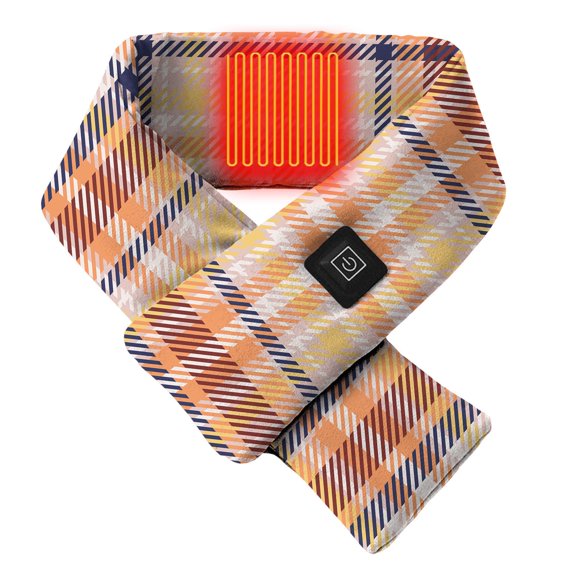 Odeerbi Smart Heated Scarf for Men Women Comfortable Plaid Warming Neck Wrap Scarf Winter USB Rechargeable Neck Warmer Lattice Print Protection Warm Heating Scarf Yellow