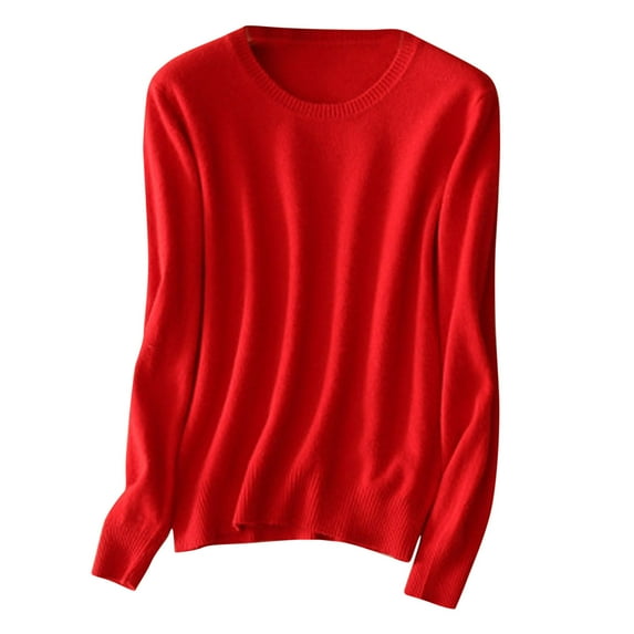 Odeerbi Solid Color Base Layer for Women Round Neck Long Sleeve Solid Color Capless Fashion Fallow Commuting Jacket Red