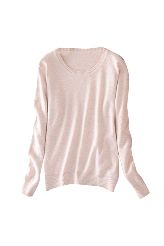 Solid Color Base Layer for Women Round Neck Long Sleeve Solid Color Capless Fashion Fallow Commuting Jacket Beige