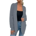 thumbnail image 1 of Odeerbi Solid Color Cardigan Sweaters for Women Loose Knit Sweater Oversized Knitwear Dark Gray, 1 of 6