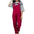 thumbnail image 1 of Odeerbi Solid Color Overalls for Women 2024 Fashion Casual Comfortable Solid Color Pocket Full Length Pants Overalls Red, 1 of 6