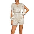 thumbnail image 1 of Odeerbi Solid Color Sequin Jumpsuits for Women 2025 Fashion Ethnic Style Solid Cold Shoulder Pants Suspender Long Sleeve Jumpsuit Beige, 1 of 8