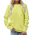 thumbnail image 1 of Odeerbi Solid Color Sweatshirt for Women Long Sleeves Casual Solid Color Crewneck Pullover Sweatshirt Tunic Tops Yellow, 1 of 5