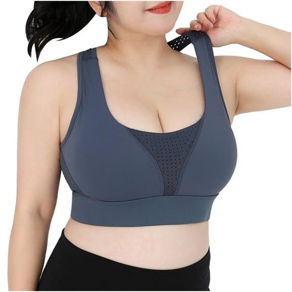 Odeerbi Sports Bras for Women 2025 Plus Size Mesh Stitching Underwear High Strength Fitness Vest Latex Bra Pad Yoga Clothes Pink