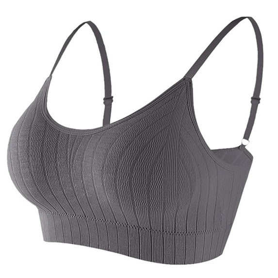 Odeerbi Sports Bras for Women 2025 Ruched Bras Padded Workout Tops Medium Support Crop Tops Gray