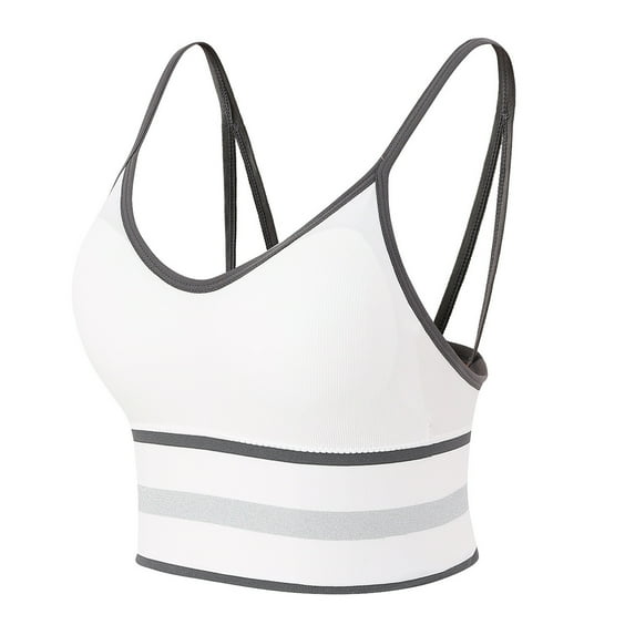 Odeerbi Sports Bras for Women 2025 Ruched Padded Workout Tops Medium Support Crop Tops White