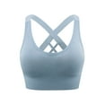 thumbnail image 1 of Odeerbi Sports Bras for Women Racerback Bras Yoga Solid Sleeveless Cold Shoulder Casual Tanks Blouse Tops Intimates Blue, 1 of 8