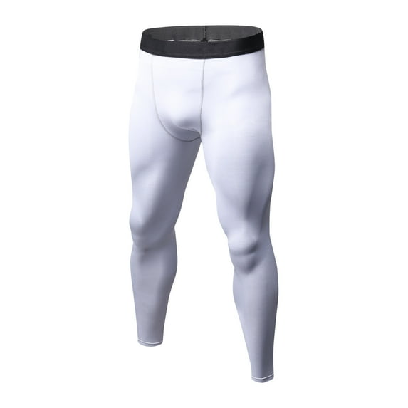 Odeerbi Sports Pants for Men Shapewear Bodysuit Stretch Leggings Trousers Breathable Quick-drying Wicking Fitness Pants White