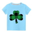 thumbnail image 1 of Odeerbi St. Patrick's Day T-Shirt Kids Boys Girls Clothes Toddler Fashion Cute Round Neck Four Leaf Clovers Print Short Sleeve Top, 1 of 3