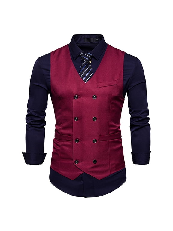 Suit Vest for Men Fashion Blazer Waistcoat Double Breasted Waistcoat V-neck Tank Top