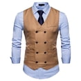 thumbnail image 1 of Odeerbi Suit Vest for Men Fashion Blazer Waistcoat Double Breasted Waistcoat V-neck Tank Top Khaki, 1 of 6