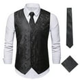 thumbnail image 1 of Odeerbi Suit Vest for Men Fashion Blazer Waistcoat Gentleman's Floral Waistcoat Formal 2025 Casual Printed Vest Silver, 1 of 5