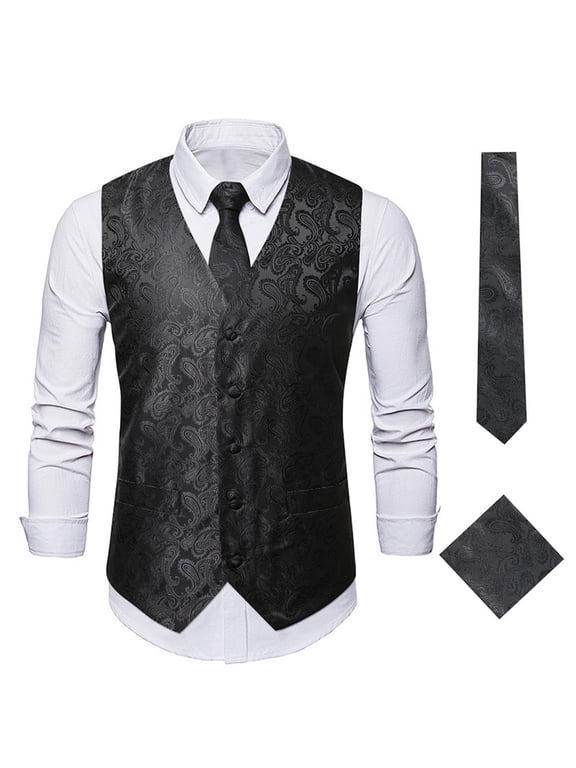 Suit Vest for Men Fashion Blazer Waistcoat Gentleman's Floral Waistcoat Formal Casual Printed Vest Silver