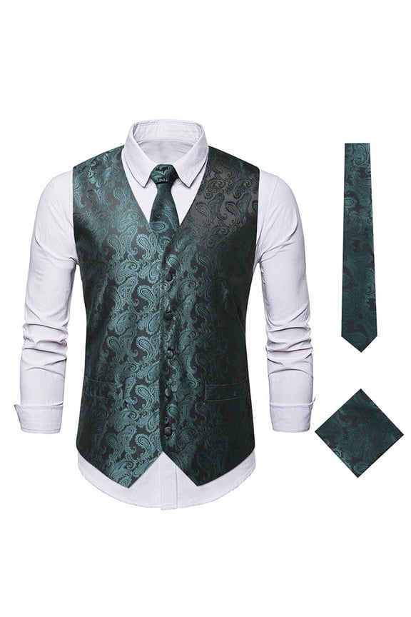 Suit Vest for Men Fashion Blazer Waistcoat Gentleman's Floral Waistcoat Formal Casual Printed Vest Silver