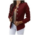 thumbnail image 1 of Odeerbi Suits for Women Blazer JacketsSolid Color Long-Sleeved Slim-Breasted Small Suit Short Coat Top Wine, 1 of 5